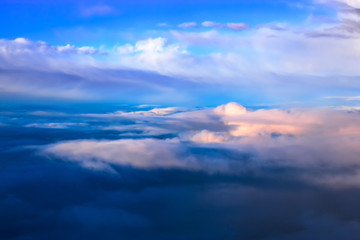 Naklejka na ściany i meble Silky cloudscape from airplane Point of view