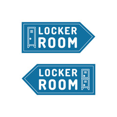 Vector signs of direction in the locker room. Navigation, arrows, indicating the location of the locker rooms, flat vector. Signs informing visitors about the location of the room to change clothes.