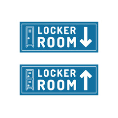 Navigation sign showing the direction where the sports locker room. Vector illustration isolated on white background