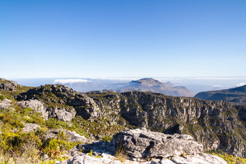 Fototapeta na wymiar View of Rocks and Mist on Table Mountain