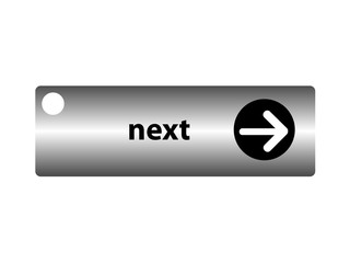 Grey button with arrow symbol isolated on white background. Vector illustration.