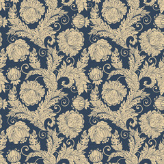 vintage pattern in indian batik style. floral background