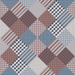 Seamless patchwork pattern. Vector illustration of quilt in dark tones.
