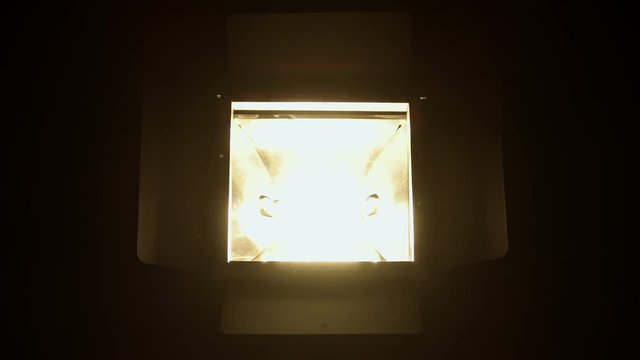 Theatrical spotlights on the soffit
