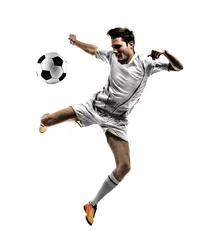 Foto op Canvas Professional football player on white background © Africa Studio