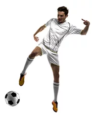 Foto op Canvas Professional football player on white background © Africa Studio