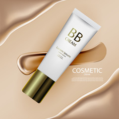 Luxury cosmetic Bottle package skin care cream, Beauty cosmetic product poster, with Bokeh background