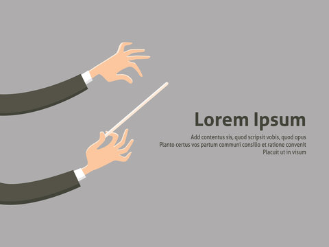 man conducting with a baton music enthusiast flat vector illustration
