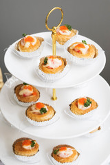 salted puff pastry stuffed with cream cheese and prawns