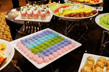 Sweet Food and Dessert Food, Freshly Homemade of Colorful Thai Layer