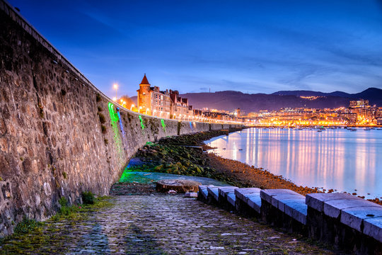 sundown at getxo coastline, Spain
