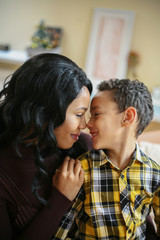 African American woman with her son.