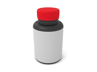 3d illustration of a black bank capsule with red cap on a white background.