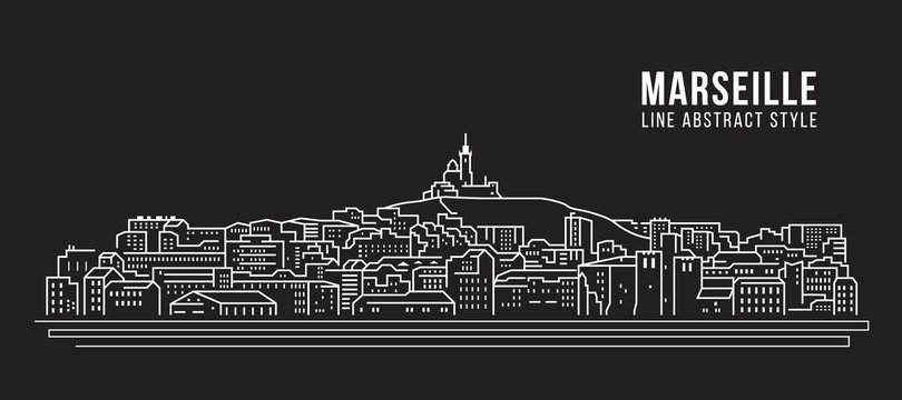 Cityscape Building Line art Vector Illustration design - Marseille city