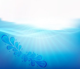 Abstract card with a sea wave and an ornament