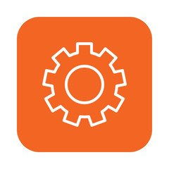 Gearwheel, settings flat line icon, linear vector sign on colorful rounded square button isolated on white. Symbol, logo illustration. Flat design, pixel perfect