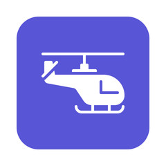 Helicopter flat icon, filled vector sign, colorful pictogram on rounded square button isolated on white. Symbol, logo illustration. Flat design, pixel perfect