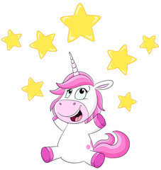 Niedliches Einhorn mit Sternen Vektor-Illustration