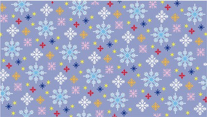 Fund lilac are presented many of snow crystals of different shape, size and color