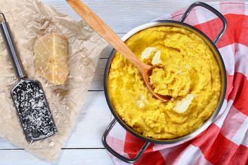polenta porridge with butter and grated cheese