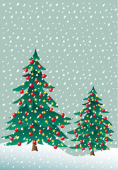Christmas snowy landscape.