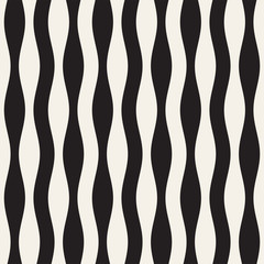 Wavy stripes vector seamless pattern. Retro wavy texture. Geometric lines monochrome design.