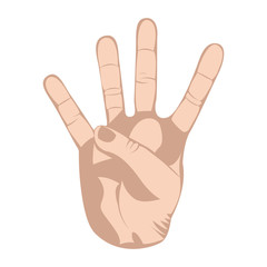 sketch silhouette skin color of hand with four fingers symbol vector illustration