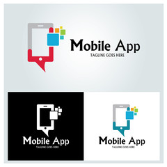 Mobile app logo design template. vector illustration