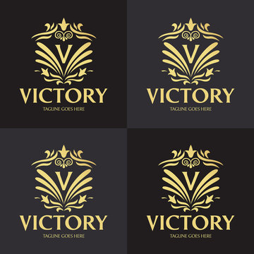 Victory logo design template. Luxury logo design concept. Vector illustration