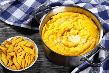 polenta in pan and cornmeal crackers