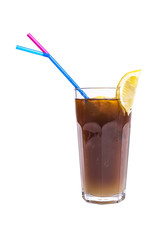 Alcoholic cocktail with cola and limon