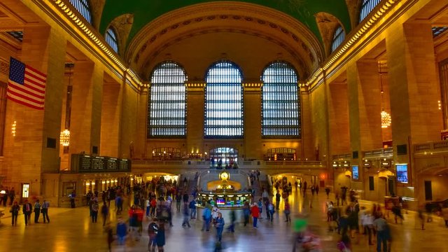 USA, New York, Manhattan, Midtown, Grand Central Station (Grand central Terminal), Main Concourse, TIME LAPSE