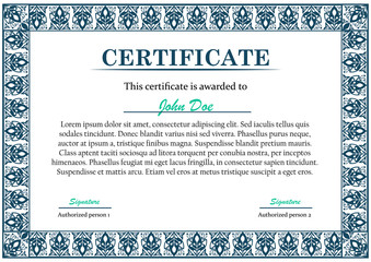 Decorative certificate card template