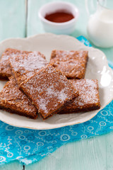  Chocolate Brownie on wooden surface