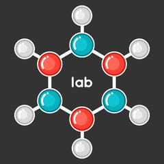Molecular structure emblem. Research concept in flat style