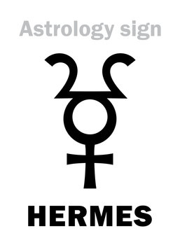 Astrology Alphabet: HERMES, hypothetic planet. Hieroglyphics character sign (single symbol).