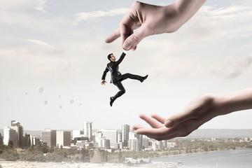 Hand of law and justice . Mixed media