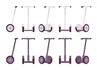 Set of segways in white and grey colors