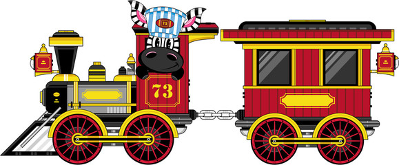 Cartoon Zebra Driving Steam Train © Mark
