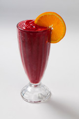 Fresh healthy cold smoothies on white background