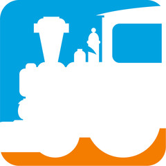 Cartoon Steam Train in Silhouette - 142703542