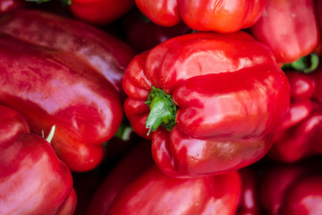 Red sweet pepper LOT background, close-up