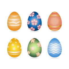 Easter eggs. Set of color Easter eggs on white background. Happy easter vector Illustration background 