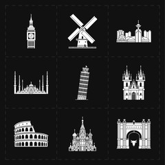 Fototapeta premium nine flat landmark icons 