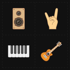 Fototapeta premium four universal flat music icons 