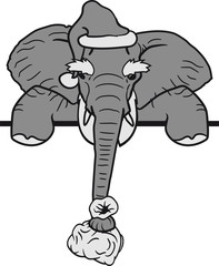rahmen mauer nikolaus santa claus weihnachtsmann weihnachten mütze sack winter geschenke kunststück elefant kopf gesicht gemalt