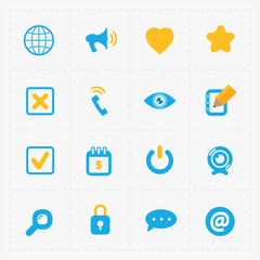 Modern colorful flat social icons set on White 