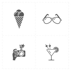 four flat free travel icons 