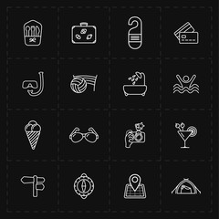 sixteen flat free travel icons 