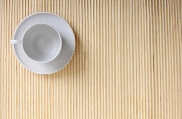 Fototapeta na wymiar Coffee white cup on wooden table
